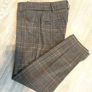 Express high waist editor pant in brown/tan plaid.